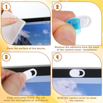 50 Pcs White Webcam Cover Slide, 0.023 Inch Ultra-Thin Universal Camera Privacy Cover White Camera Covers Slide for Phone Laptop Computer