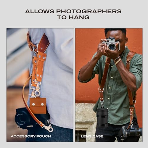 C Coiro Extra Attachments Single and Dual Camera Harness for Camera Bag, Sling Bag, Pouch, Lens Case - color: Tan