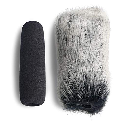 YOUSHARES VideoMic Deadcat Windscreen and Foam Cover - Outdoor/Indoor Mic Wind Cover for Rode VideoMic, NTG2, NTG1 and WSVM Microphone (2 Pack) - color: Foam Cover & Furry Wind Muff Set for Rode VideoMic