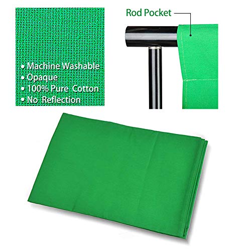 Photography Background Stand Support System with Muslin Backdrop (Chromakey Green Screen kit) 85W 5500K LED Bulb with Umbrella Lighting Kit for Photo Studio Product, Portrait and Video Shoot