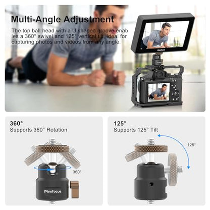 Universal 1/4" Swivel Mini Ball Head Screw Tripod Mount, 360° Swivel 125° Tilt Tripod Ballhead Adapter w 1/4" Screw for Camera Cage, Super Clamp, Suction Cup Mount, Magnetic Base, Max Load 11lb - color: S3019