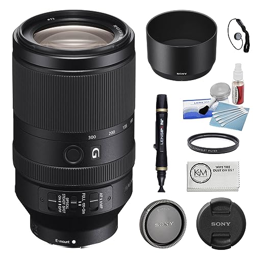 Sony FE 70-300mm f/4.5-5.6 G OSS Lens Bundled with 72mm UV Filter + 5-Piece Camera Cleaning Kit + Cleaning Lens Pen + Lens Cap Keeper + Microfiber Cleaning Cloth (6 Items) - size: Lens + Starter Kit