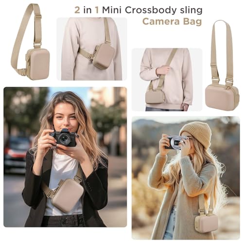 TAAOKA Digital Camera Case, Protective & Lightweight Camera Case with 3 Carrying Ways, Waterproof & Shockproof Small Camera Bag for PowerShot/Sony DSCW800/DSCW830 - Beige - color: Beige, style: Style1