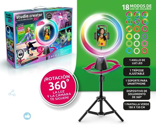 Studio Creator 360 Video Maker Kit, 360 Motion Tracking, LED Ring Light, XL Green Screen, TikTok, Youtube, Influencers