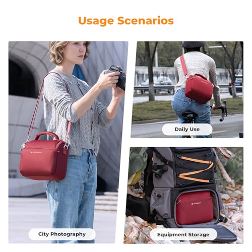 K&F CONCEPT Camera Sling Bag Small Crossbody Camera Case DSLR/SLR/Cute Compact Shoulder Photography Bags for Photographers - color: 10-Red