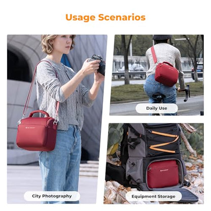 K&F CONCEPT Camera Sling Bag Small Crossbody Camera Case DSLR/SLR/Cute Compact Shoulder Photography Bags for Photographers - color: 10-Red