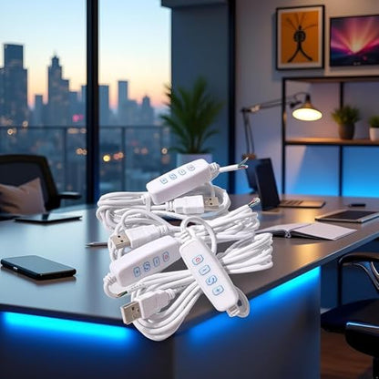 2Pcs White DC5V USB LED Dimmer Extension Cable with On/Off Switch Adapter LED Dimming Controller for LED Light Bulb Lamps USB-Port Power Cable for Led Light Bulb Lamps