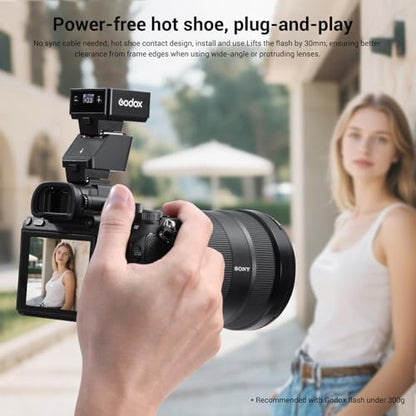 Godox TR-S TTL Camera Flash Hot Shoe Riser for Sony, Compatible with Godox iT30Pro iT20 iT22 IM20 IM22 IM30, 0-90° Tilting Head for Soft Bounce Light and Direct Flash - size: Godox TR-S