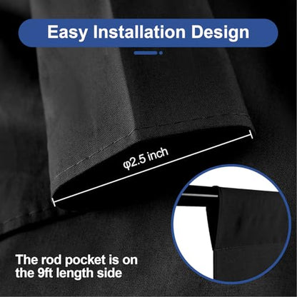 EMART Photo Black Backdrop Curtain, 9 x 15 ft Large Photography Black Background Fabric Cloth, Back Drops Pack for Photoshoot Party Birthday - size: 9x15ft