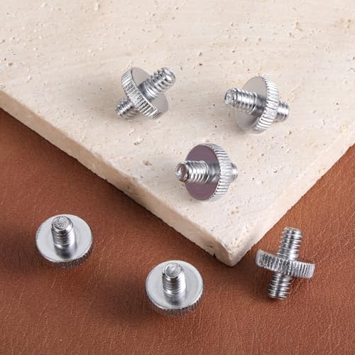 Skrfren 1/4" Male to 1/4" Male Threaded Tripod Screw Adapter, Double Sided Standard Thread Converter, Precision Made Alloy Stud for Camera Cage, Light Stand, Shoulder Rig, Monopod (Silver, 6 Pack)