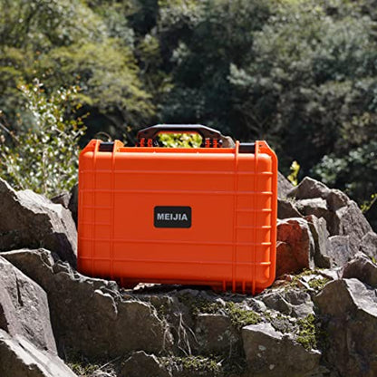 MEIJIA All Weather Portable IP67 Waterproof Protective Case, Hard Camera Case with customizable foam, Perfectly Protection of Camera, Drones,Pistols,Lens,Equipments,18.5 x14.06x6.93inches(Orange) - color: Orange