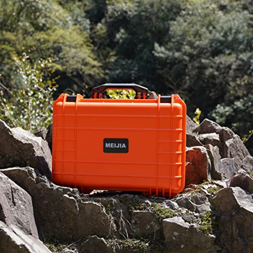 MEIJIA All Weather Portable IP67 Waterproof Protective Case, Hard Camera Case with customizable foam, Perfectly Protection of Camera, Drones,Pistols,Lens,Equipments,18.5 x14.06x6.93inches(Orange) - color: Orange
