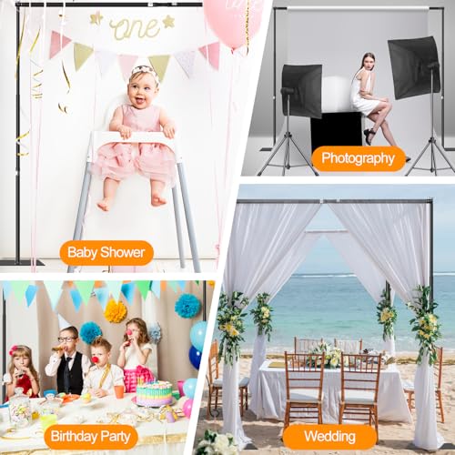 FUDESY Backdrop Stand Heavy Duty, 8.5x10ft Adjustable Photo Background Pipe and Drape Backdrop Stand Kit with Metal Base for Photography Parties Birthday Video Studio - size: 8.5x10ft