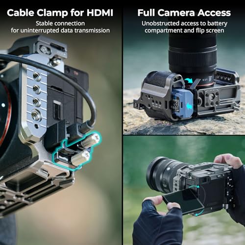 SmallRig HawkLock Quick Release Camera Cage Kit for Sony A7C II/ A7CR with Integrated Silicone Grip, Full Access Vlog Making Cage for Sony Alpha 7C II/Alpha 7CR with Cable Clamp for HDMI - style: HawkLock QR Cage