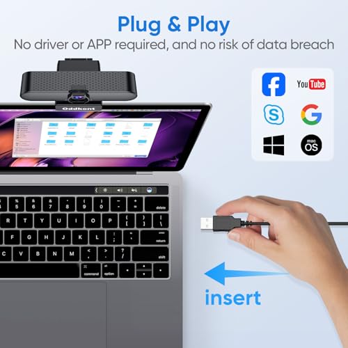 1080P Webcam with Microphone USB Web Cam Plug&Play Privacy Cover Adjustable Wide Angle Web Camera Computer Camera for Online Calling/Zoom/Teams/Facetime