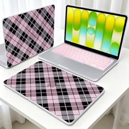 Black Pink Geometric Rhombus Hard Shell Case for 2026 Apple MacBook Neo 13 Inch A18 Pro A3404 Full Protective Accessories Kit - color: Black Pink Geometric Rhombus