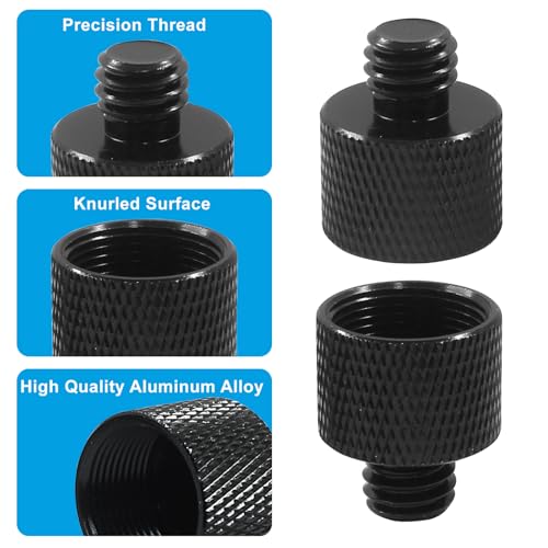 Waziaqoc 2 Pcs Mic Stand Adapter, 5/8 Female to 3/8 Male Thread | Camera Tripod Adapter, For Microphone Mounts and Stands, Black - size: 5/8 to 3/8 Thread(2 Pcs)