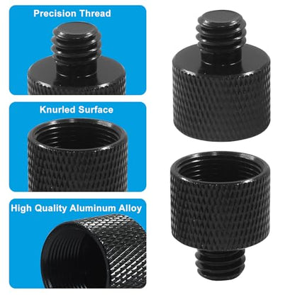 Waziaqoc 2 Pcs Mic Stand Adapter, 5/8 Female to 3/8 Male Thread | Camera Tripod Adapter, For Microphone Mounts and Stands, Black - size: 5/8 to 3/8 Thread(2 Pcs)