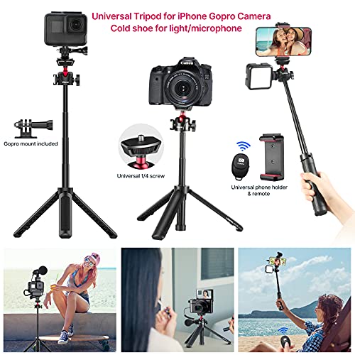 ULANZI MT-16 2-in-1 Mini Tripod Selfie Stick for iPhone Camera Mount, 360° Ball Head & Cold Shoe, Lightweight Tripod Stand for iPhone 17-12 Series/DJI Osmo/Insta360, Action Cam, Vlogging, Travel, DSLR