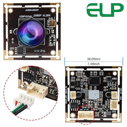 ELP 170degree Fisheye Raspberry Pi 1080P H.264 Microphone PC Web USB Security Camera for Laptop Wide Angle Mini UVC USB2.0 Video Audio Webcam Board 2MP CMOS AR0330 Lightburn Laser Camera for Computer - size: 170degree lens