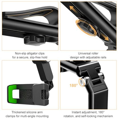 Rotatable and Retractable Car Phone Holder - 1080 Multifunction Sun Visor Universal 360 Rotating Cell Phone Holder Mobile Mount for Vehicle Rear View Mirror