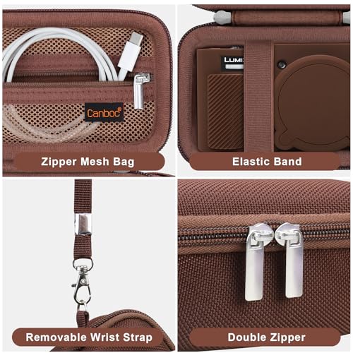 Canboc Case for Panasonic LUMIX ZS99 Point and Shoot Camera, Hard Carrying Case + ZS99/ TZ99 Soft Silicone Protective Cover with Removable Lens Cover, Brown (Case Only) - color: Brown