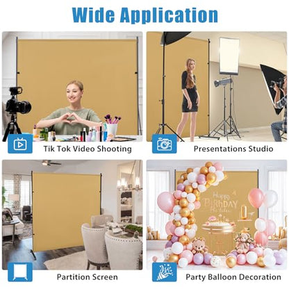 Photography Backgroud/Backdrop –Width Adjustable Thick & Opaque Fabric for Studio, Party, or Video Backdrop– Perfect for Single Panel Room Divider/Privacy Screen (Khaki, 6FT X 6FT) - color: Khaki