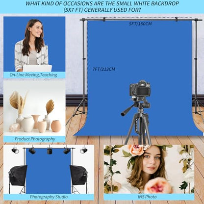 Blue Photography Backdrop Studio Photography Film & Television Portraiture Interview Programs Product Display Home Videos Parties Exhibition Halls Wedding Backdrops 8x10FT - color: Blue, size: 8x10FT