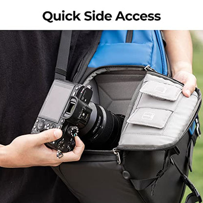 K&F CONCEPT Camera Backpack, Camera Bags for Photographers Large Capacity Camera Case with Raincover,15-15.6 Inch Laptop Compartment Compatible for Canon/Nikon/Sony/DJI Mavic Drone(Backpack 20L) - color: 05-blue