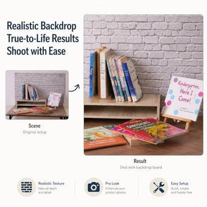 Product Photography Backdrops 22.5x34.5in, Photo Backdrop Board Kit with 10Pcs 20Patterns Double-Sided Background Paper, Food Photography Backdrops, Tabletop Photo Backdrop for Food Jewelry Cosmetics