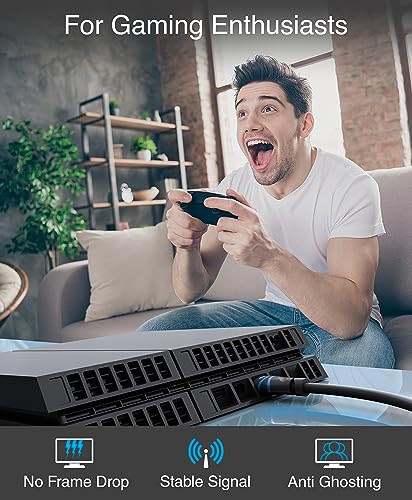 BlueRigger 8K HDMI Cable 15 FT - (8K 60Hz, 4K 120Hz, 48Gbps HDMI Cord, HDR10+, High Speed HDMI Cable 8K with Ethernet, eARC, 3D, HDCP 2.3) - Compatible with PS5, Xbox, Roku, Apple TV, Switch, PC - size: 15FT