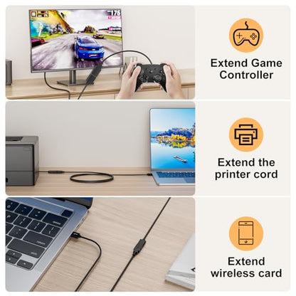 USB 3.0 Extension Cable 6.6FT, 5Gbps Data Transfer, Male to Female,Enjoy Ultra-Fast Transfer and Convenient Connectivity Compatible with Printers, Cameras,and More Black,6.6 feet - size: 6.6FT