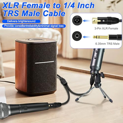 XMSJSIY 1/4" 6.35mm TRS to Dual XLR Y Splitter Stereo Audio Cable 1/4 Inch TRS Male Plug to 2 XLR Female Microphone Patch Adapter Cable Cord for Speaker Mic Guitar Mixer AMP - 0.5M/1.6FT