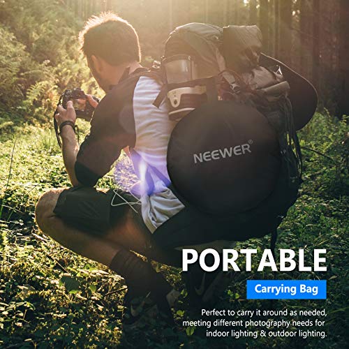 Neewer 5-in-1 Portable Round 43 in/110cm Light Reflector Collapsible Multi-Disc with Single Grip and Bag for Studio Photography Lighting and Outdoor Lighting - Gold/Silver/White/Black/Translucent - size: 110cm