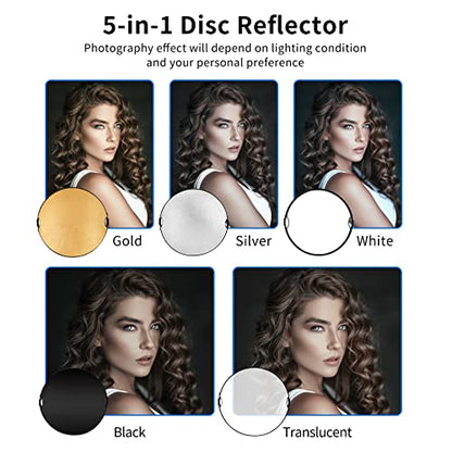 Selens 43" Photography Reflector With 6.5ft Light Stand, Handle, 5-in-1 Reflector and Holder Kit - size: 43in Reflector Stand Kit