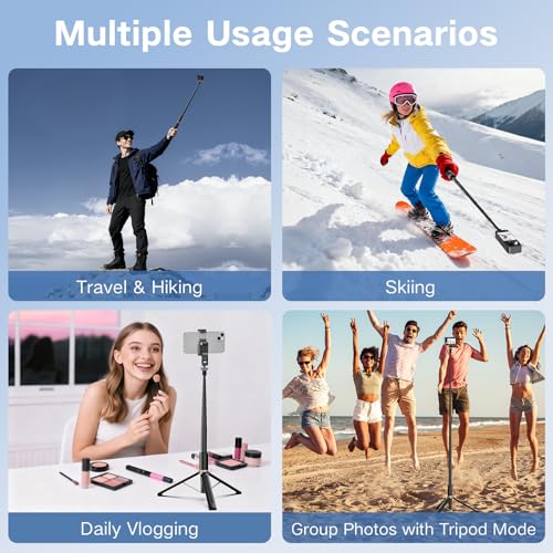 Invisible Selfie Stick Tripod 146cm, 2 in 1 Extension Monopod Pole for Insta360 X5 X4ONE X2,1/4" Action Camera Selfie Stick Handle Grip with Adapter for GoPro, DJI Osmo Action 5 Pro/4 - size: 146CM