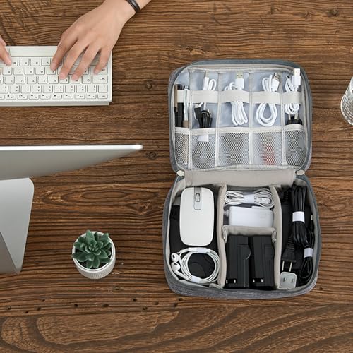 Organizer Case Small Electronic Devices USB Charger Accessories Mouse Phone Cable SD Power Bank Earphone - color: Large-Grey
