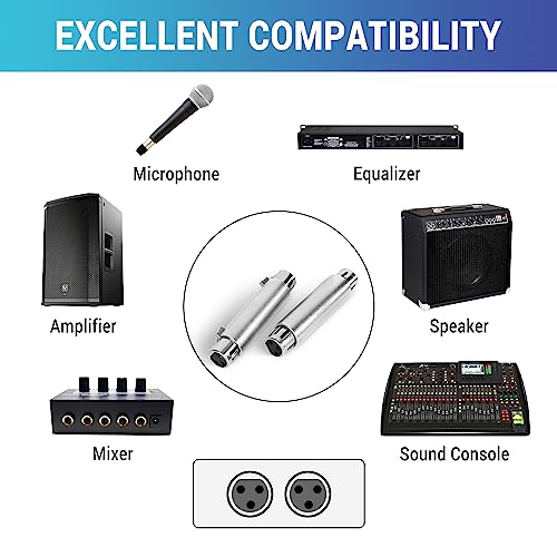 XLR Female Adapter 4 Pack, 3-Pin Gender Changer Connector, Mic Barrel Extension, Microphone Cable Adapter - color: XLR Female to Female, size: 4 Pack
