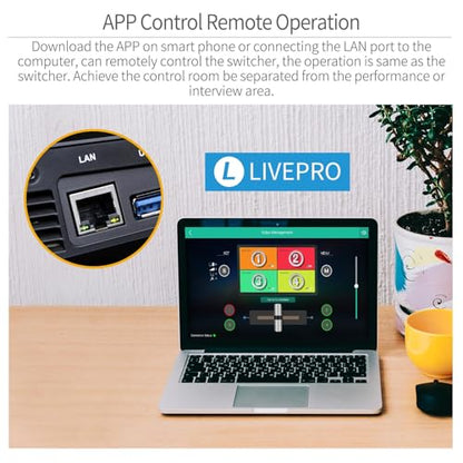 FEELWORLD LIVEPRO L1 V1 Multi Camera Video Mixer Switcher 2 Inch LCD Display 4 x HDMI Inputs USB 3.0 Output Format Real Time Production Live Streaming Lightweight