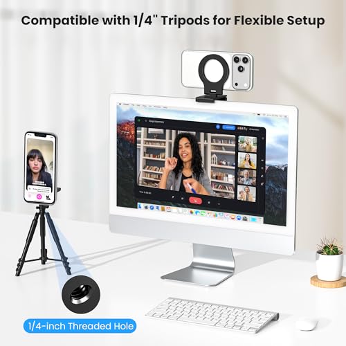 Itramax Continuity Camera Mount for iMac&Desktop Monitor,Magnetic Phone Webcam Stand,Foldable Phone Webcam Holder for MagSafe iPhone 17 Air Pro Max/17e/16/15/14/13/12/11/XR/XS,Mac,MacBook,Apple TV 4K - color: Standard-Black