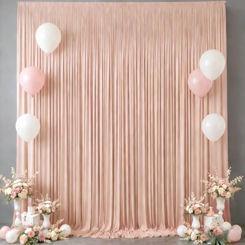 10x10FT Backdrop Curtains with Rod Pockets - Wrinkle Free Photo Stage Backdrop 2 Panels Curtains Drapes for Photography Wedding Party Baby Shower Decorations (Nude Blush) - color: Nude Blush, size: W5' x H10'(2 panels)