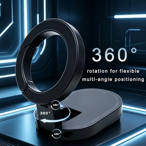 3-in-1 Magnetic Phone Holder with Suction Cup,Foldable & 360° Rotatable Magnetic Phone Mount for Car Dashboard, Suction Cup Phone Mount,Strong Magnetic Phone Stand for Desk, Gym, Kitchen, Desk