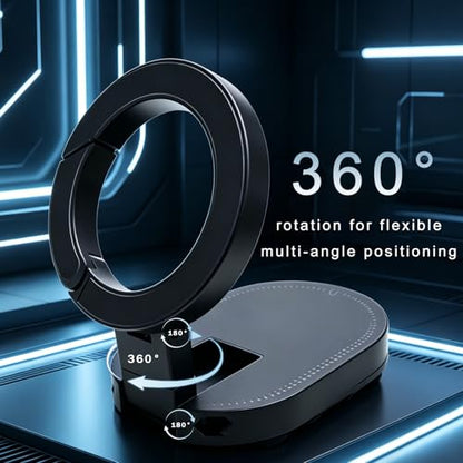3-in-1 Magnetic Phone Holder with Suction Cup,Foldable & 360° Rotatable Magnetic Phone Mount for Car Dashboard, Suction Cup Phone Mount,Strong Magnetic Phone Stand for Desk, Gym, Kitchen, Desk