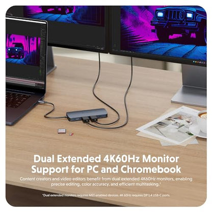 HyperDrive Next 11 Port USB C Hub for Mac, PC, and Chromebook w/ 2 4K60Hz HDMI, 2 USB-A, 2 USB-C Hub 10Gbps,140W Power Delivery, SD & microSD Card Reader, Ethernet, 3.5mm Audio Ports - size: 11 Port USB-C Hub with 2x USB-A