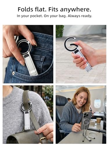 Mini Pocket Magnetic Phone Tripod – Aluminium Foldable Stand with Strong Magnet, Maglock Smartphone Tripod Compatible with iPhone 17 16 15 14 13 12 Series, Silver - color: Silver