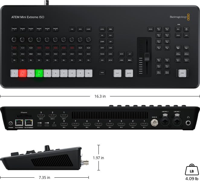 Blackmagic Design ATEM Mini Extreme ISO G2 8-Input HDMI Live Production Switcher | Includes 6ft Power Cord and Cable Ties | Authorized Dealer | SWATEMMINICEXTISOG2