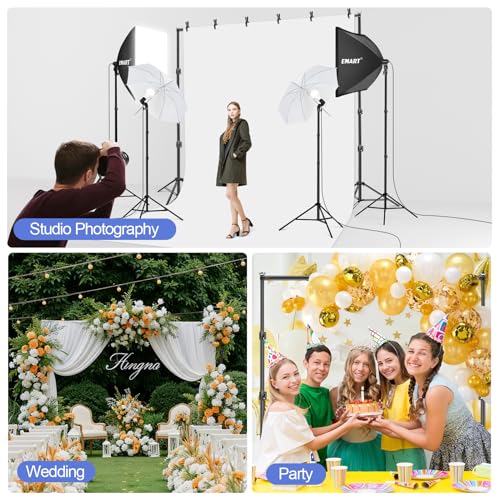 EMART 8.5x10ft Green Screen Backdrop Kit with Sand Bag, Photography Background Support System with 10x12ft Polyester Backdrop(Black/White/Green) for Photography, Parties, Wedding, Video Shooting - size: 8.5x10ft(backdrop stand)/10x12ft(backdrop)