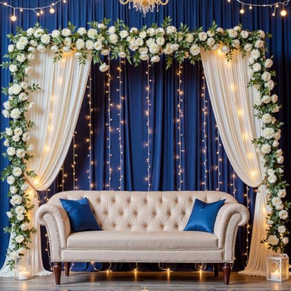 10ftx12ft Wrinkle Free Royal Blue Backdrop Curtain, 2 Panels 12FT Height Royal Blue Wedding Backdrop Drapes, Silky Polyester Back Drop Cloth for Birthday Photography Background Party - color: Royal blue, size: W5' x H12'(2 panels)