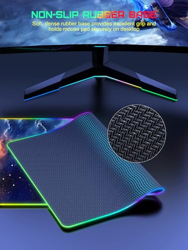 TopMade Wireless Charging Mouse Pad, RGB Gaming Mousepad, 35.4" x 15.8" Extra Large Waterproof Keyboard Desk Pad, Computer Desk Mat, Blue Nebula (Includes 20W PD Power Adapter & 6.56ft Woven Cable) - color: RGB-Blue Nebula-35.4"x15.8"-with Adapter