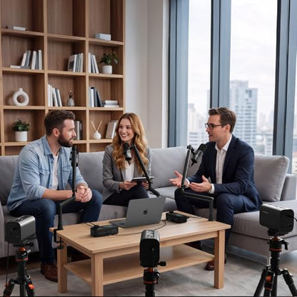 NearStream PodKit Quad, Podcasting Quad Kit, Podcast Bundle Includes 4 VM20 Streaming Camera, 4 AM25X Microphone, 4 ST20 Boom Arm, 2 AMIX40U Audio Mixer, 4 Camera Tripod and 4 XLR Cables - style: Podcasting Quad Kit